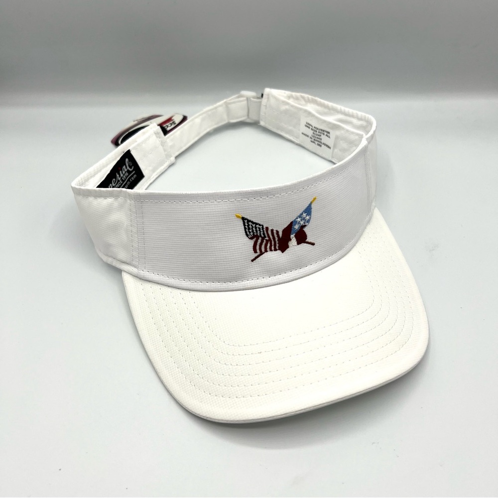 USA Flag & State of Georgia Flag Embroidered White Adjustable Imperial Visor